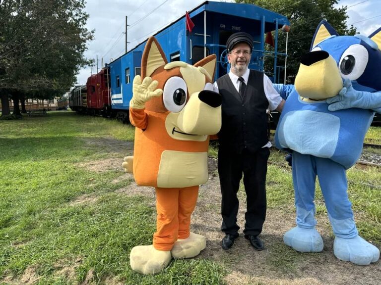 Frank Garon with Bluey and Bingo